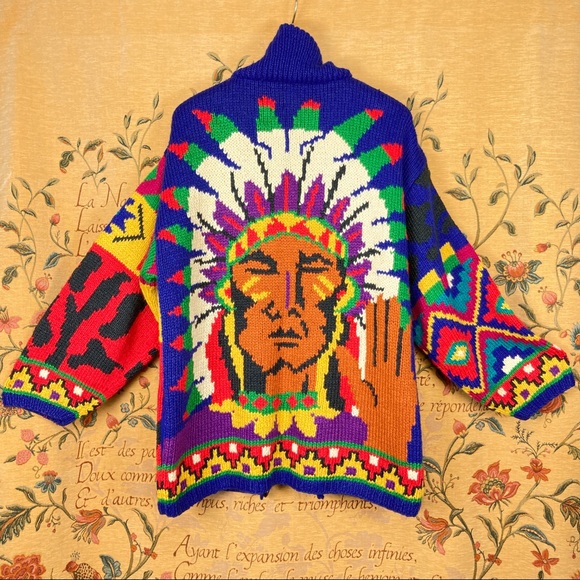 Vintage Sweaters - Rare Vintage 80s Vibrant Tony Lambert Boho Sweater